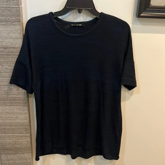 Rag and bone marled navy and black knit short sleeve top - Picture 2 of 5